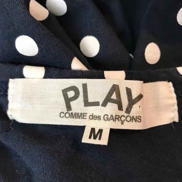 Comme des Garcons PLAY Navy and White Polka Dot Long Sleeve Top - Picture 6 of 7